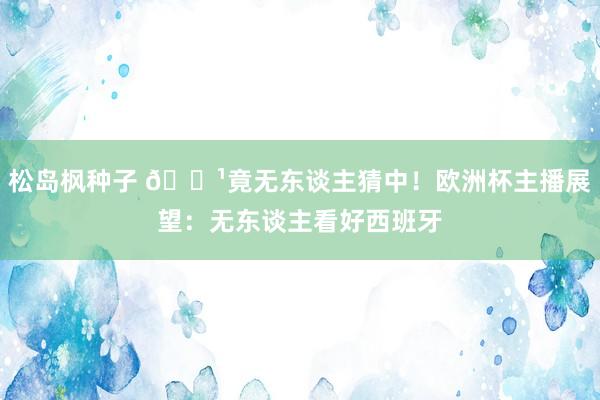 松岛枫种子 ?竟无东谈主猜中!欧洲杯主播展望:无东谈主看好西班牙