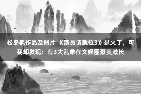 松岛枫作品及图片 《演员请就位3》是火了，可我却发现：有3大乱象在文娱圈豪爽滋长